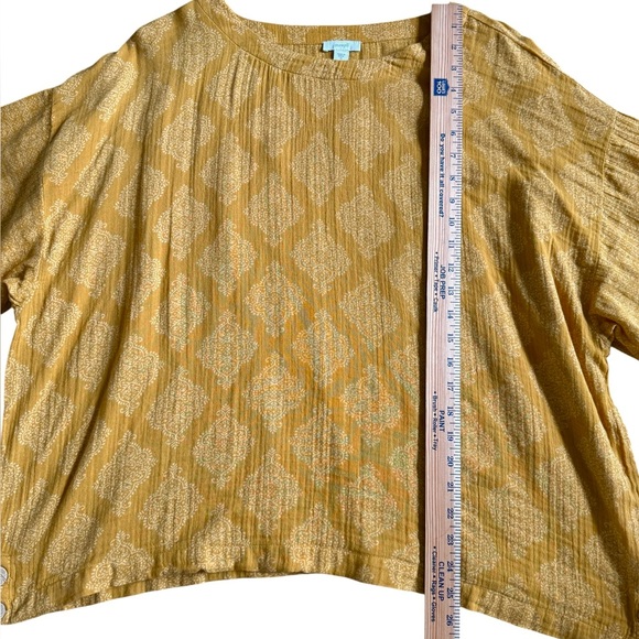 Pure Jill NWOT Mustard Cotton Gauze Top Relaxed Boho Tunic XL - Picture 7 of 9